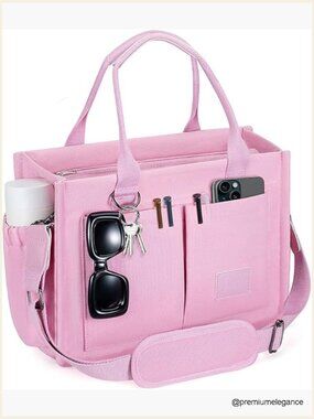 Canvas Tote Bag with 15 Pockets - Women's Everyday Satchel Handbag